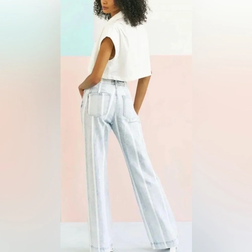 KanCan Striped McKenzie Mid-Rise 90's Flare Wide Leg Jean's Size 27 - Picture 11 of 11